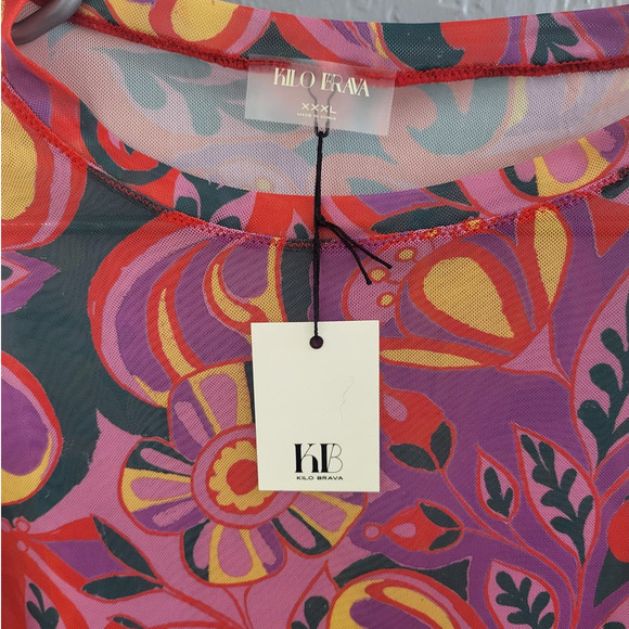 Kilo Brava Long Sleeve Pink Paisley Mesh Bodysuit - Size XXXL (22-24) - Picture 4 of 4